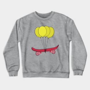 Yellow balloons on a skateboard Crewneck Sweatshirt